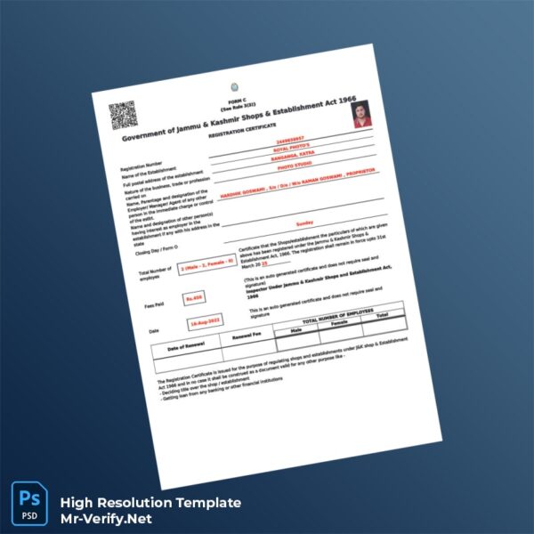 Jammu%20and%20Kashmir%20Government%20Registration%20Certificate%20Template%20in%20Word%20and%20PDF%20formats Editable Jammu and Kashmir Government Registration Certificate Word and Pdf Template Preview