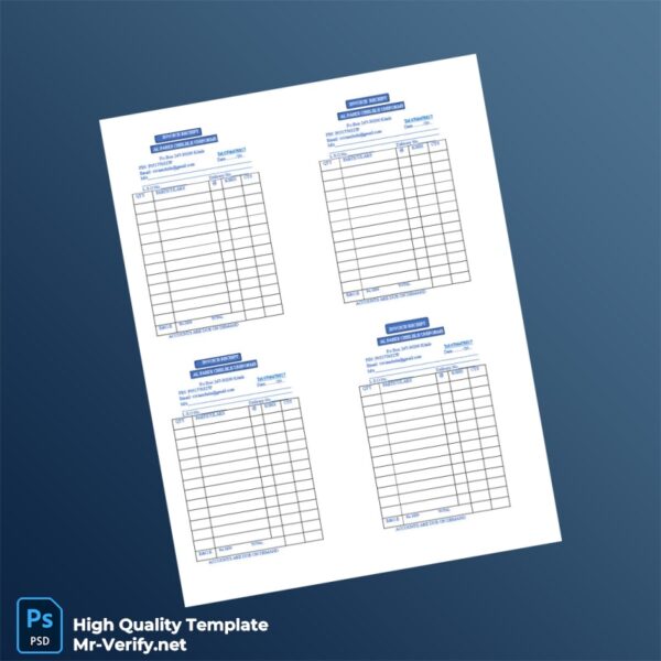 Kenya AL FAHDI CHELLE UNIFORMS Invoice Template in Word and PDF formats