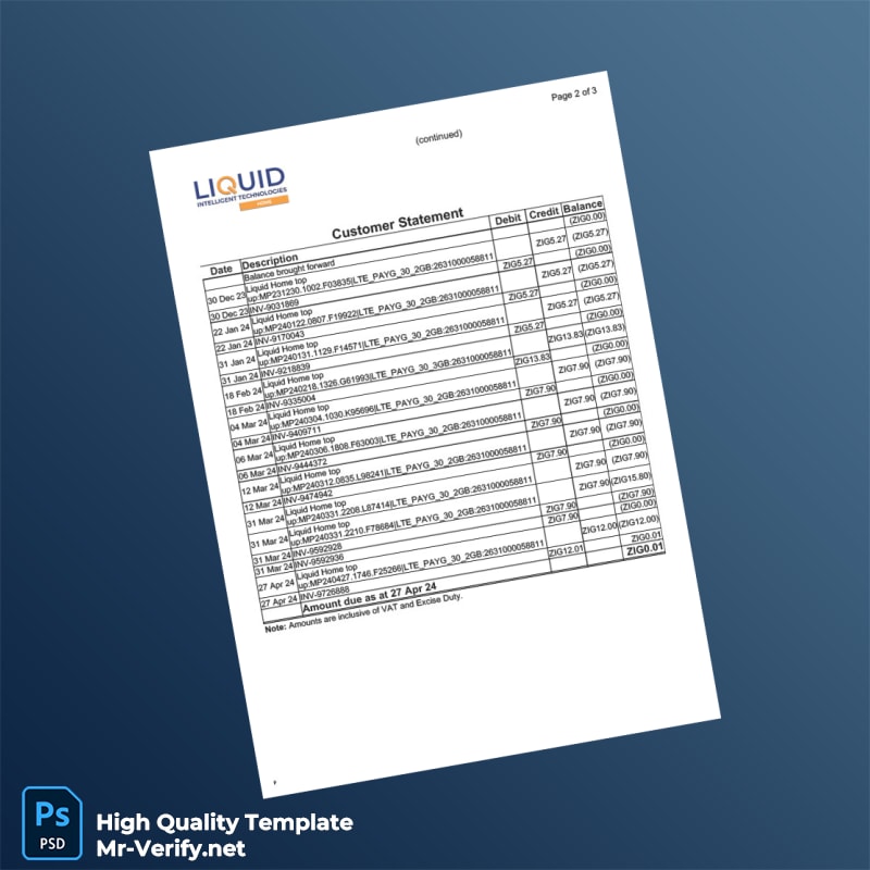 Kenya Liquid Intelligent Technologies Invoice Template in Word and PDF formats page 2 Kenya Liquid Intelligent Technologies Invoice Template in Word and PDF formats page 2