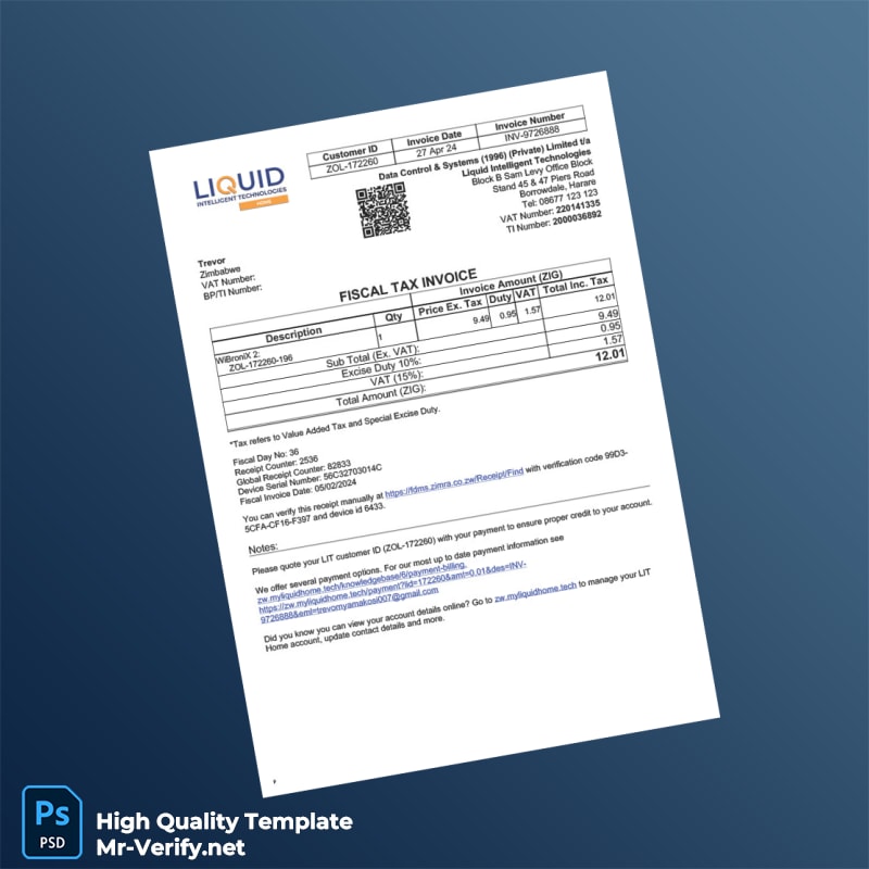 Kenya Liquid Intelligent Technologies Invoice Template in Word and PDF formats Kenya Liquid Intelligent Technologies Invoice Template in Word and PDF formats