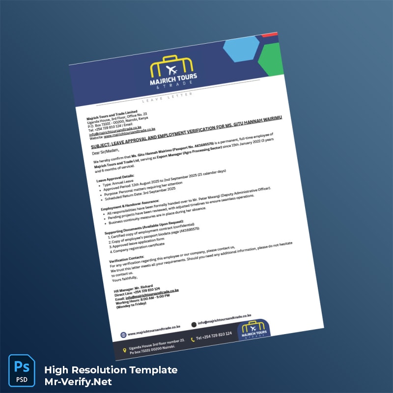 Kenya%20Majrich%20Tours%20and%20Trade%20Ltd%20Employment%20Verification%20Letter%20Template%20in%20Word%20and%20PDF%20formats Editable Kenya Majrich Tours and Trade Ltd Employment Verification Letter Word and Pdf Template Preview - Mac Doc