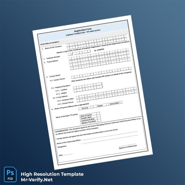 Editable Malaysia EPF Registration Form Word and Pdf Template Preview - Mac Doc