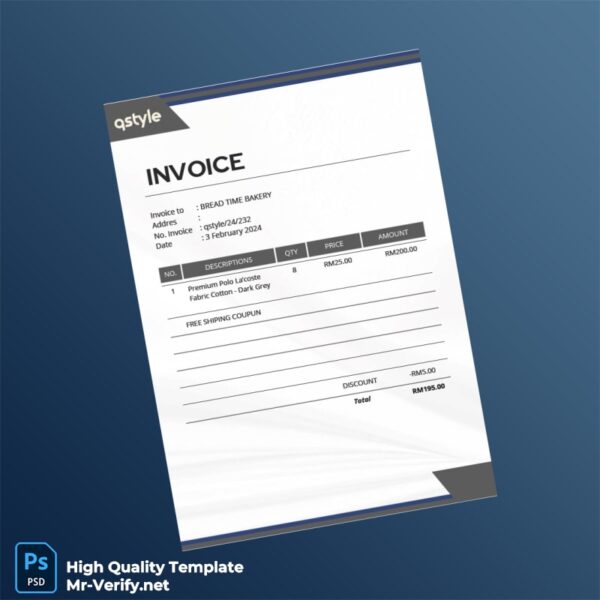 Malaysia Qstyle Invoice Template in Word and PDF formats