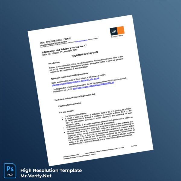 Malta%20Civil%20Aviation%20Directorate%20Aircraft%20Registration%20Certificate%20Template%20in%20Word%20and%20PDF%20formats Editable Malta Civil Aviation Directorate Aircraft Registration Certificate Word and Pdf Template Preview - Mac Doc
