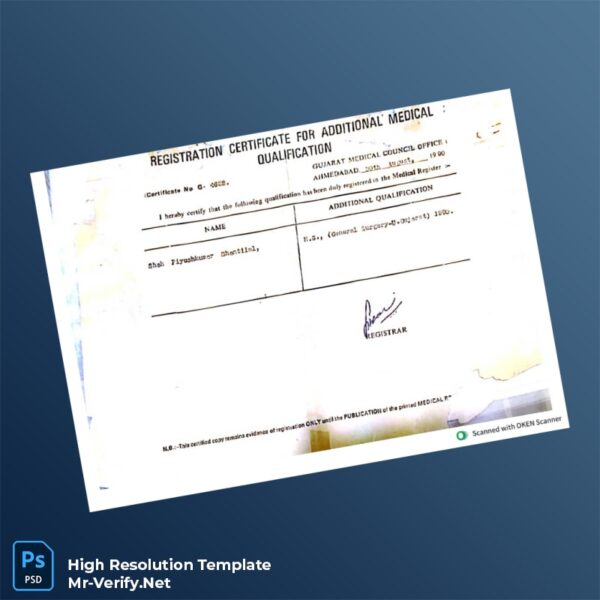 Editable Medical Council Registration Certificate Word and Pdf Template Preview