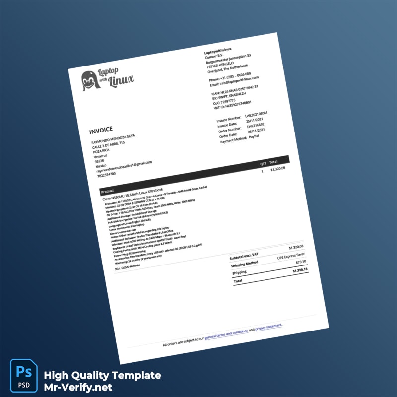 Mexico Laptop With Linux Invoice Template in Word and PDF formats Mexico Laptop With Linux Invoice Template in Word and PDF formats