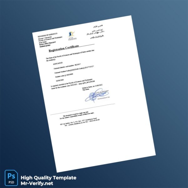 Morocco Registration Certificate Template in Word and PDF formats