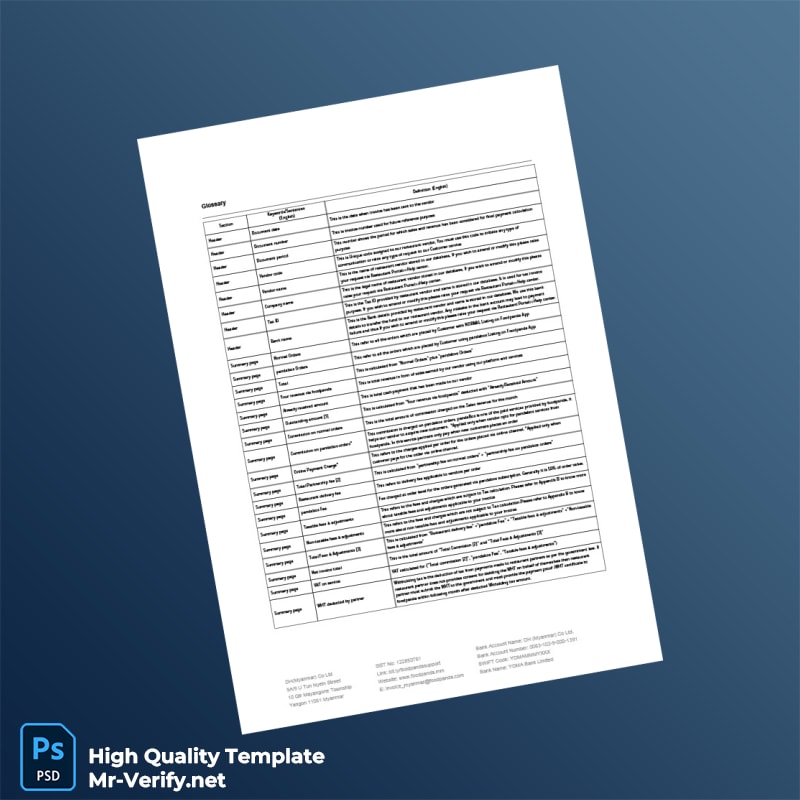 Myanmar DH Myanmar Co Ltd Invoice Template in Word and PDF formats page 2 Myanmar DH Myanmar Co Ltd Invoice Template in Word and PDF formats page 2
