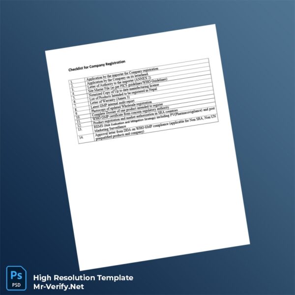Editable Nepal Ministry of Commerce Company Registration Checklist Word and Pdf Template Preview - Mac Doc