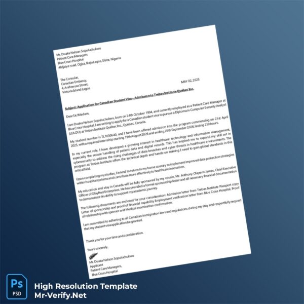 Editable Nigeria Blue Cross Hospital Employment Verification Letter Word and Pdf Template Preview - Mac Doc