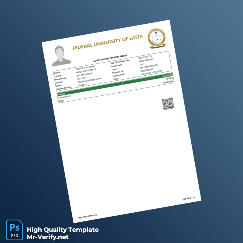 Nigeria Federal University of Lafia Invoice Template in Word and PDF formats Nigeria Federal University of Lafia Invoice Template in Word and PDF formats