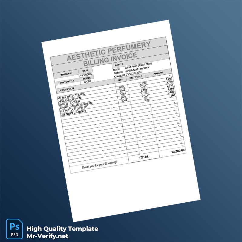 Pakistan Aesthetic Perfumery Invoice Template in Word and PDF formats page 3 Pakistan Aesthetic Perfumery Invoice Template in Word and PDF formats page 3