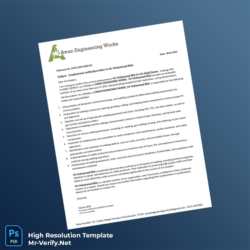 Pakistan%20Awan%20Engineering%20Works%20Employment%20Verification%20Letter%20Template%20in%20Word%20and%20PDF%20formats Editable Pakistan Awan Engineering Works Employment Verification Letter Word and Pdf Template Preview - Mac Doc