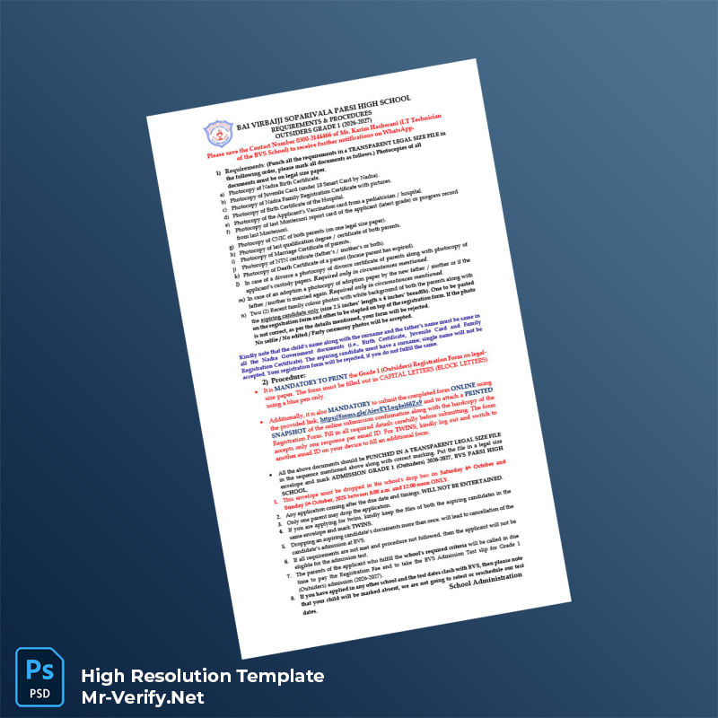 Pakistan%20Bai%20Virbajii%20Soparivala%20Parsi%20High%20School%20Grade%201%20Registration%20Form%20Template%20in%20Word%20and%20PDF%20formats Editable Pakistan Bai Virbajii Soparivala Parsi High School Grade 1 Registration Form Word and Pdf Template Preview
