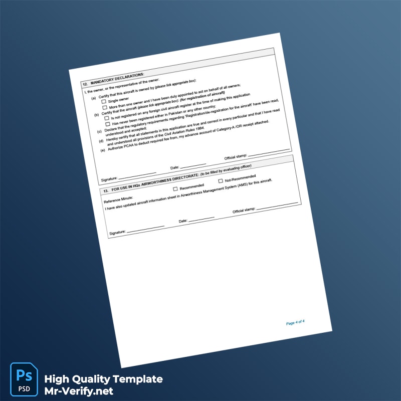 Pakistan Civil Aviation Authority Application for Certificate of Registration Cancellation Change of Registration Details Templa page 4 Pakistan Civil Aviation Authority Application for Certificate of Registration Cancellation Change of Registration Details Templa page 4