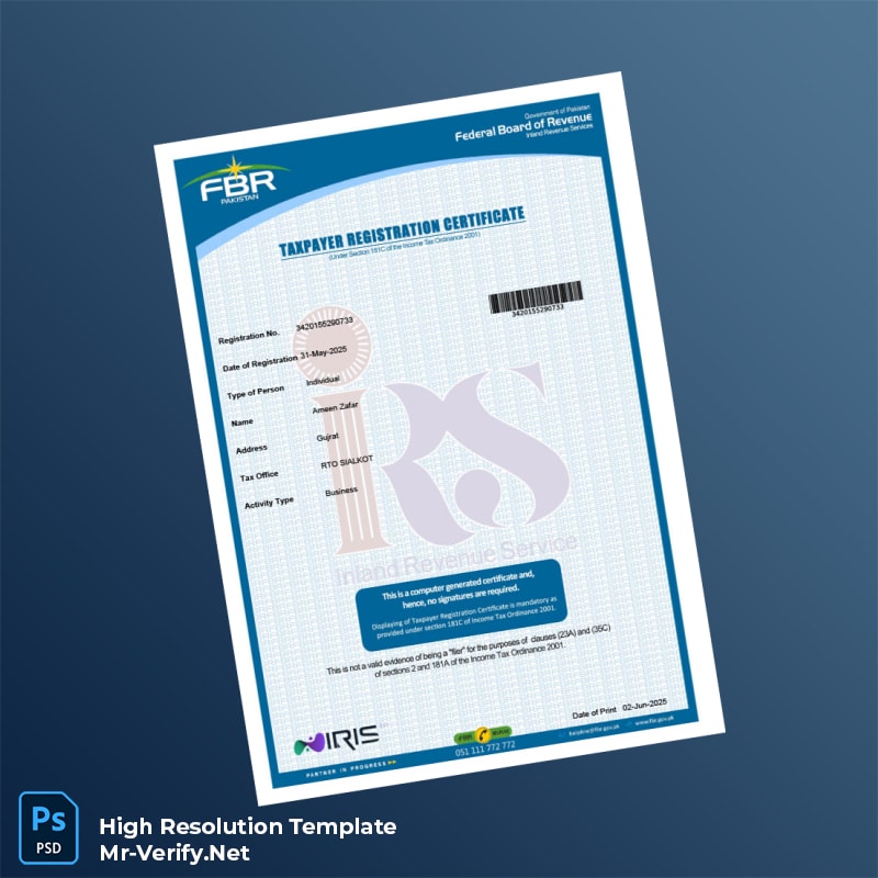 Pakistan%20IRS%20Tax%20Registration%20Certificate%20Template%20in%20Word%20and%20PDF%20formats Editable Pakistan IRS Tax Registration Certificate Word and Pdf Template Preview - Mac Doc