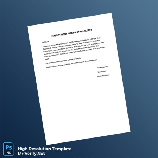 Pakistan%20Jamia%20tul%20Hira%20Al%20Islamia%20Employment%20Verification%20Letter%20Template%20in%20Word%20and%20PDF%20formats Editable Pakistan Jamia tul Hira Al Islamia Employment Verification Letter Word and Pdf Template Preview - Mac Doc