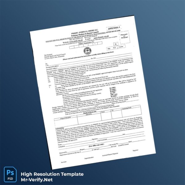 Editable Pakistan Medical and Dental Council Registration Form Word and Pdf Template Preview - Mac Doc