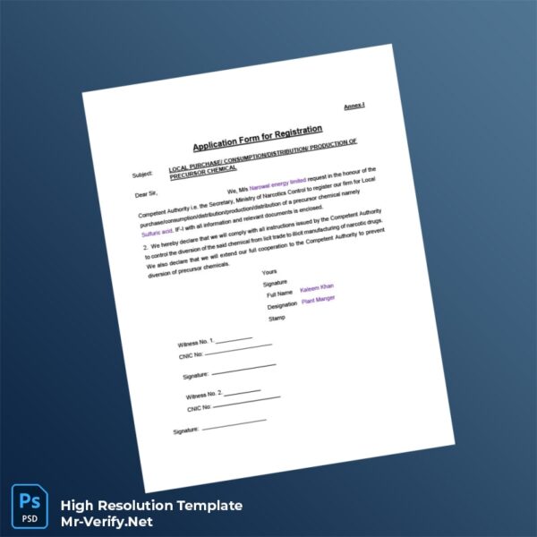 Editable Pakistan Ministry of Commerce Application for Registration Word and Pdf Template Preview - Mac Doc