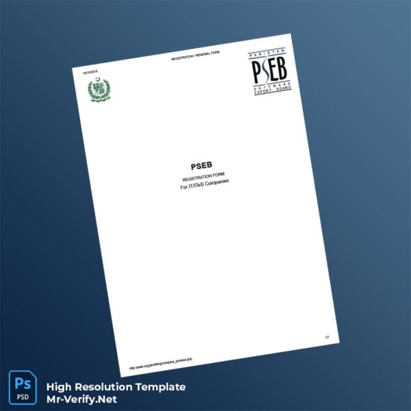 Editable Pakistan PSEB Registration Renewal Form Word and Pdf Template Preview - Mac Doc