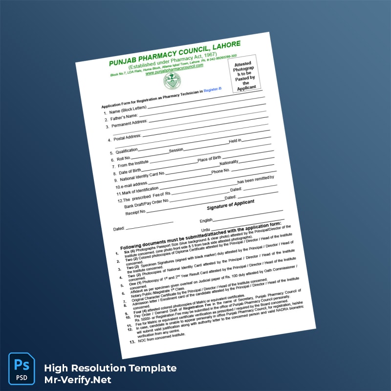 Pakistan%20Punjab%20Pharmacy%20Council%20Registration%20Form%20Template%20in%20Word%20and%20PDF%20formats Editable Pakistan Punjab Pharmacy Council Registration Form Word and Pdf Template Preview - Mac Doc