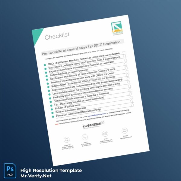 Editable Pakistan Tax Registration Certificate Word and Pdf Template Preview - Mac Doc