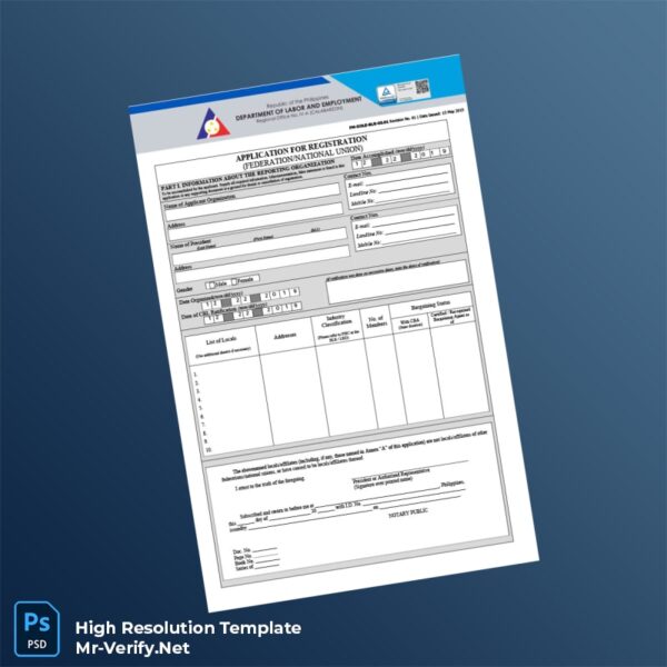 Editable Philippines Department of Labor and Employment Application for Registration Federation National Union Template in Word and PDF f Preview - Mac Doc