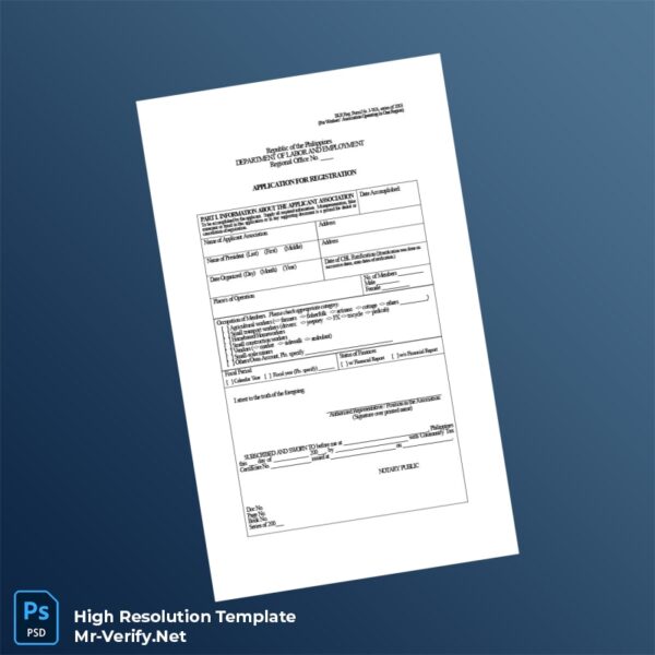 Editable Philippines Department of Labor and Employment Application for Registration Word and Pdf Template Preview - Mac Doc