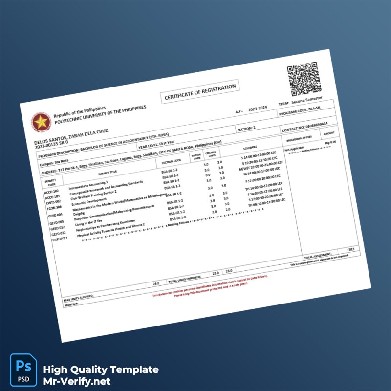 Philippines Polytechnic University of the Philippines Registration Certificate Template in Word and PDF formats Philippines Polytechnic University of the Philippines Registration Certificate Template in Word and PDF formats