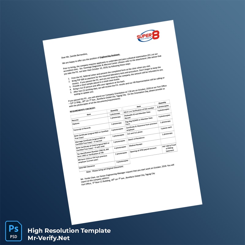 Philippines%20Super%208%20Employment%20Verification%20Letter%20Template%20in%20Word%20and%20PDF%20formats Editable Philippines Super 8 Employment Verification Letter Word and Pdf Template Preview - Mac Doc
