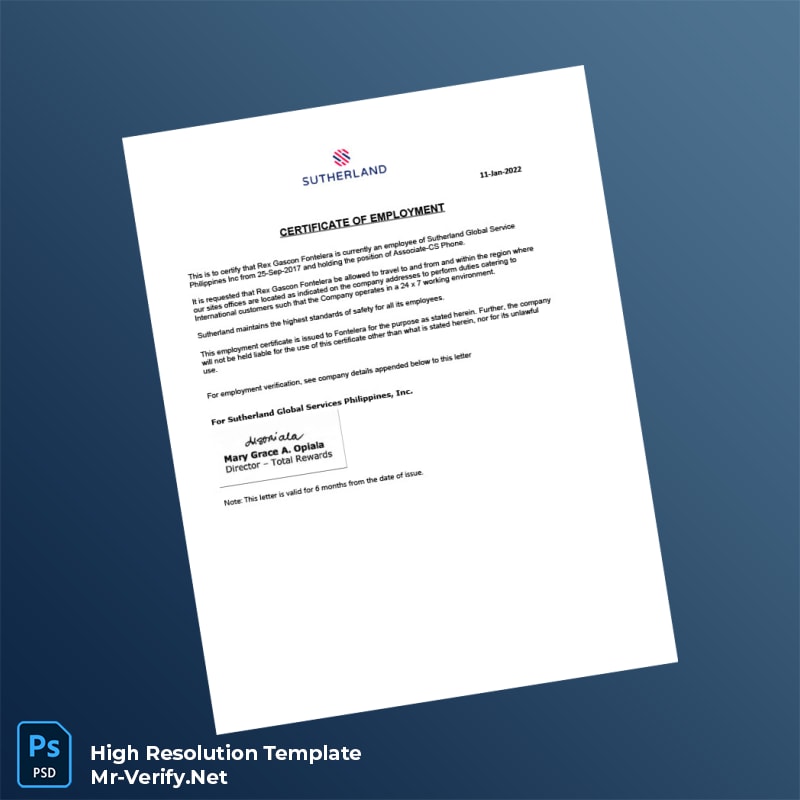 Philippines%20Sutherland%20Global%20Services%20Employment%20Certificate%20Template%20in%20Word%20and%20PDF%20formats Editable Philippines Sutherland Global Services Employment Certificate Word and Pdf Template Preview - Mac Doc
