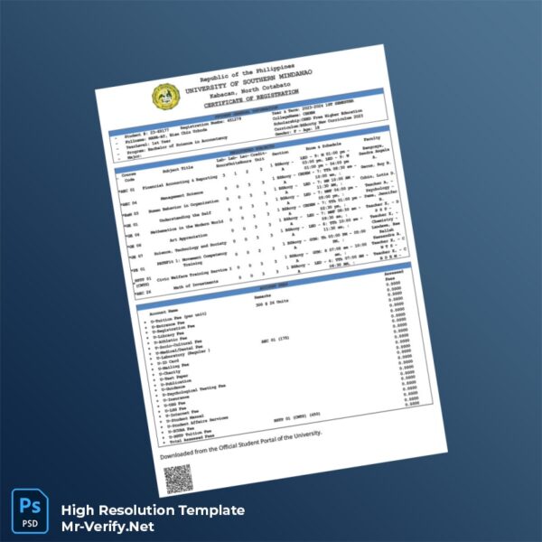 Editable Philippines University Registrar Certificate of Registration Word and Pdf Template Preview - Mac Doc