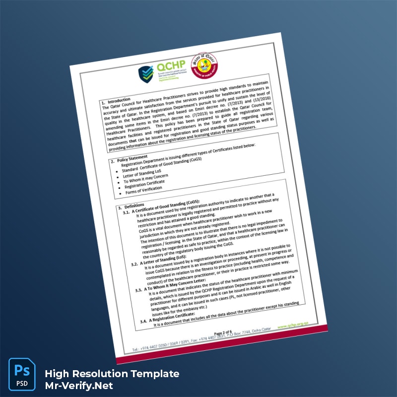 Qatar%20Qatar%20Council%20for%20Healthcare%20Practitioners%20Certificate%20of%20Good%20Standing%20Template%20in%20Word%20and%20PDF%20formats-page2 Editable Qatar Qatar Council for Healthcare Practitioners Certificate of Good Standing Template in Word and PDF formats page 2 Preview - Mac Doc