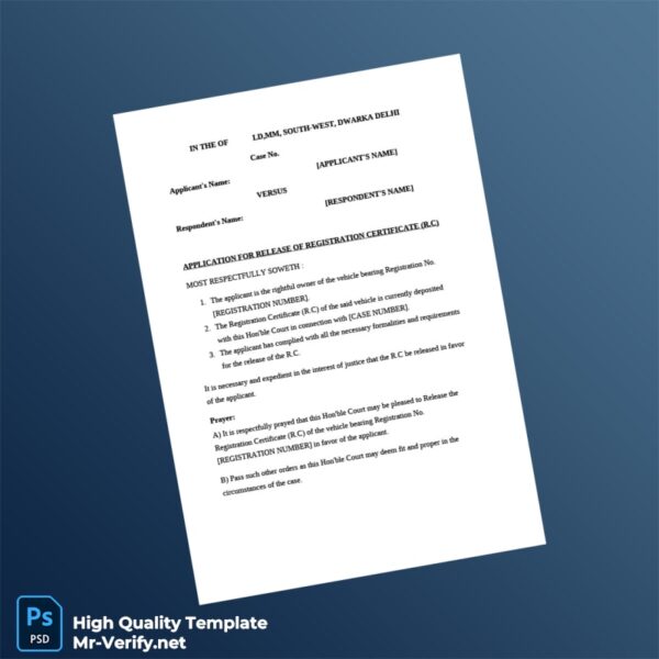 Release of Registration Certificate Editable Application Template in Word and PDF formats