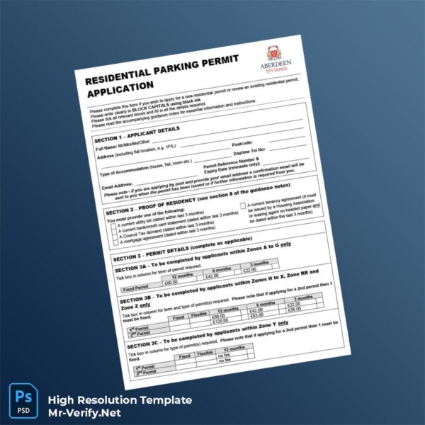 Editable Residential Parking Permit Application Form Word and Pdf Template Preview - Mac Doc