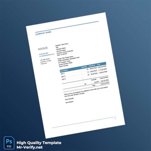 Romania Company Name Invoice Template in Word and PDF formats Romania Company Name Invoice Template in Word and PDF formats