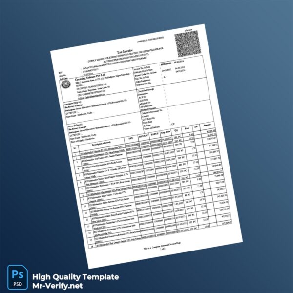 Romania Uprising Science Pvt Ltd Tax Invoice Template in Word and PDF formats