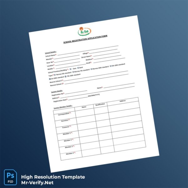 Editable School Registration Application Form Word and Pdf Template Preview - Mac Doc