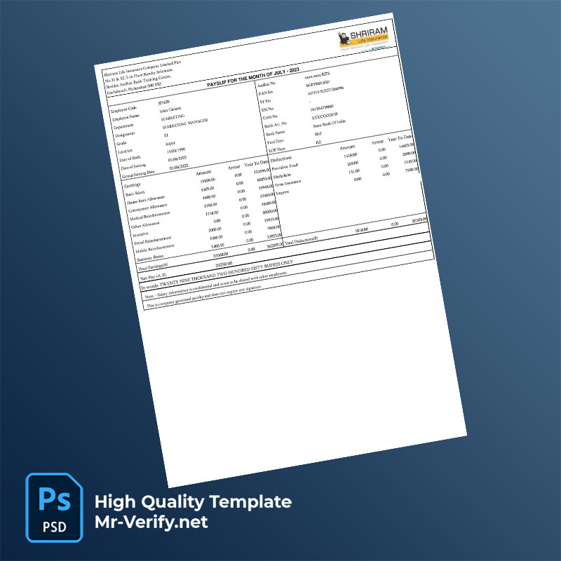 Shriram-Life-Insurance-Company-Limited-Plot-payslip-word-and-pdf-template-mrverify Shriram Life Insurance Company Limited Plot payslip word and pdf template