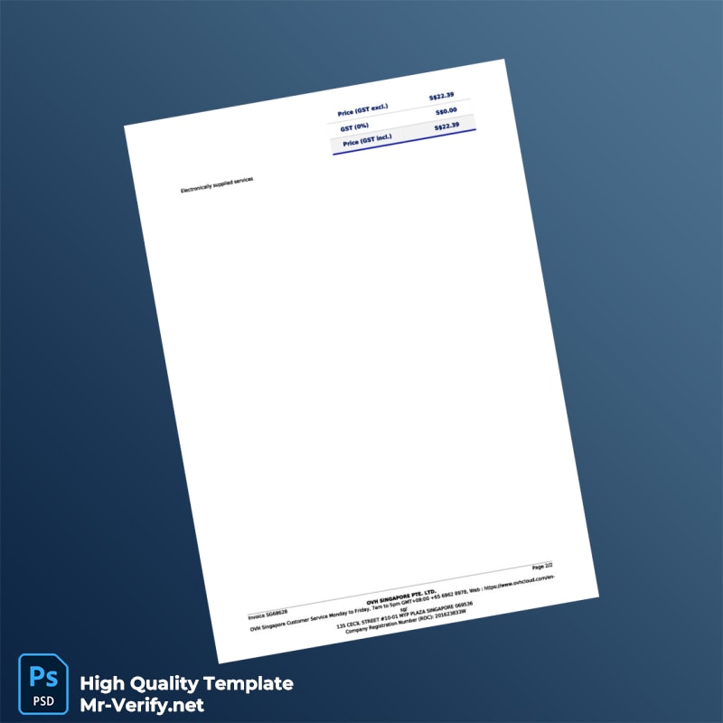 Singapore OVH Singapore Pte Ltd Invoice Template in Word and PDF formats page 2 Singapore OVH Singapore Pte Ltd Invoice Template in Word and PDF formats page 2