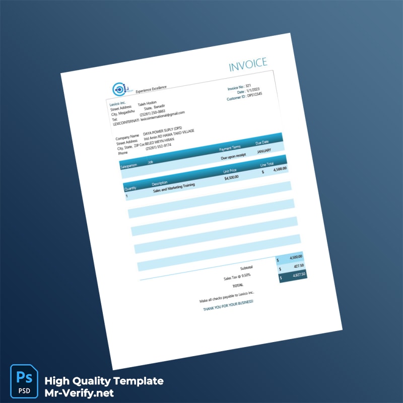 Somalia Lexico Inc Invoice Template in Word and PDF formats page 2 Somalia Lexico Inc Invoice Template in Word and PDF formats page 2