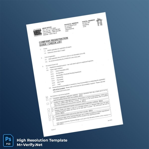 Editable South Africa Company Registration Guide Check List Word and Pdf Template Preview - Mac Doc