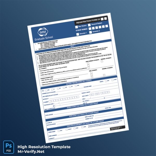 Editable South Africa IMM Registration Form Word and Pdf Template Preview - Mac Doc