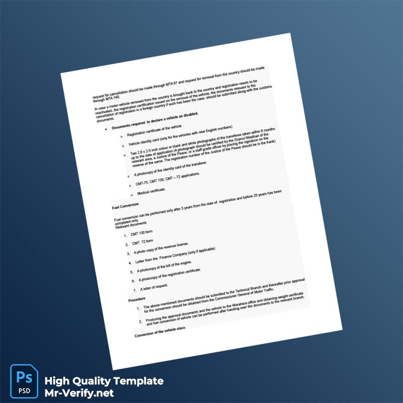 Sri Lanka Ministry of Transport Editable Vehicle Ownership Transfer Registration Template in Word and PDF formats page 5 Sri Lanka Ministry of Transport Editable Vehicle Ownership Transfer Registration Template in Word and PDF formats page 5