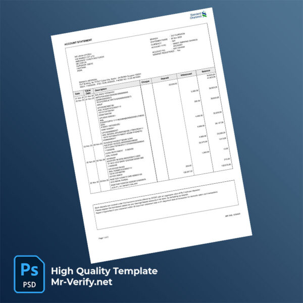 Standard Chartered payslip word and pdf template