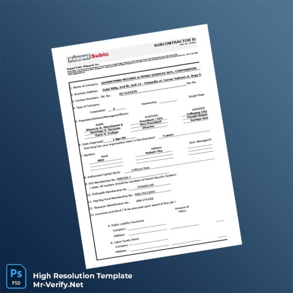 Editable Subcontractor Registration Form Word and Pdf Template Preview - Mac Doc