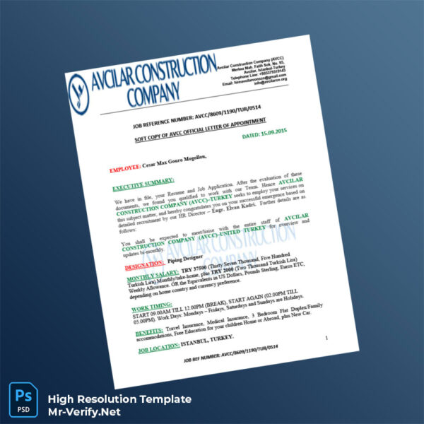 Turkey%20Avcilar%20Construction%20Company%20Employment%20Verification%20Letter%20Template%20in%20Word%20and%20PDF%20formats Editable Turkey Avcilar Construction Company Employment Verification Letter Word and Pdf Template Preview - Mac Doc