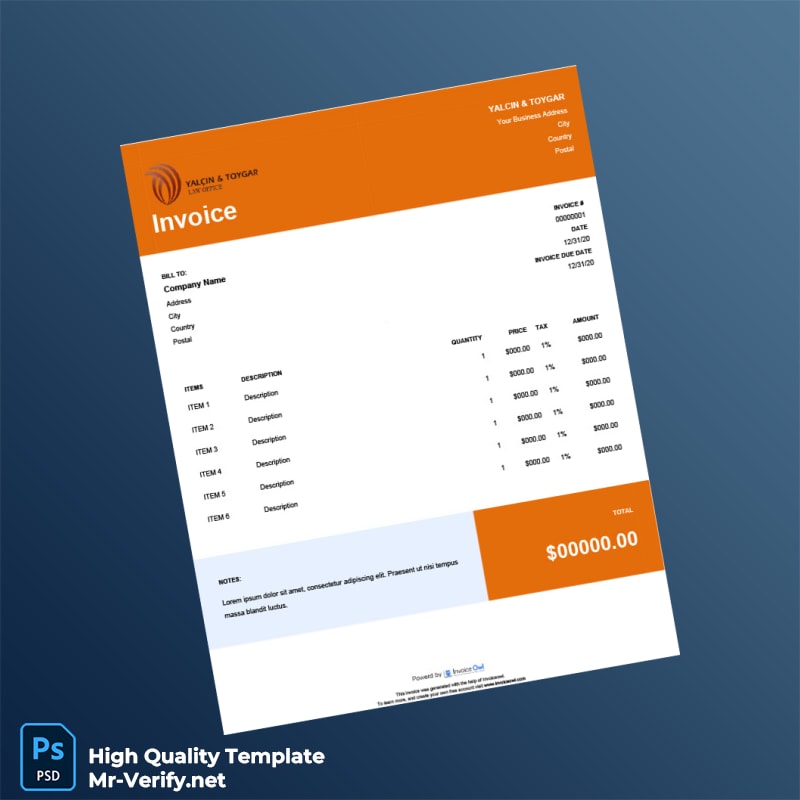 Turkey Yalcin Toygar Invoice Template in Word and PDF formats Turkey Yalcin Toygar Invoice Template in Word and PDF formats