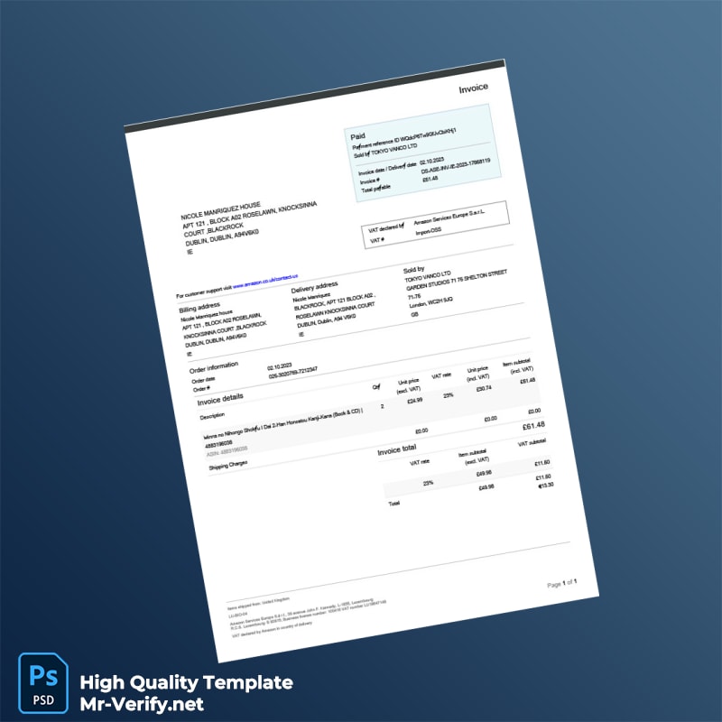 UK Amazon Invoice Template in Word and PDF formats page 3 UK Amazon Invoice Template in Word and PDF formats page 3