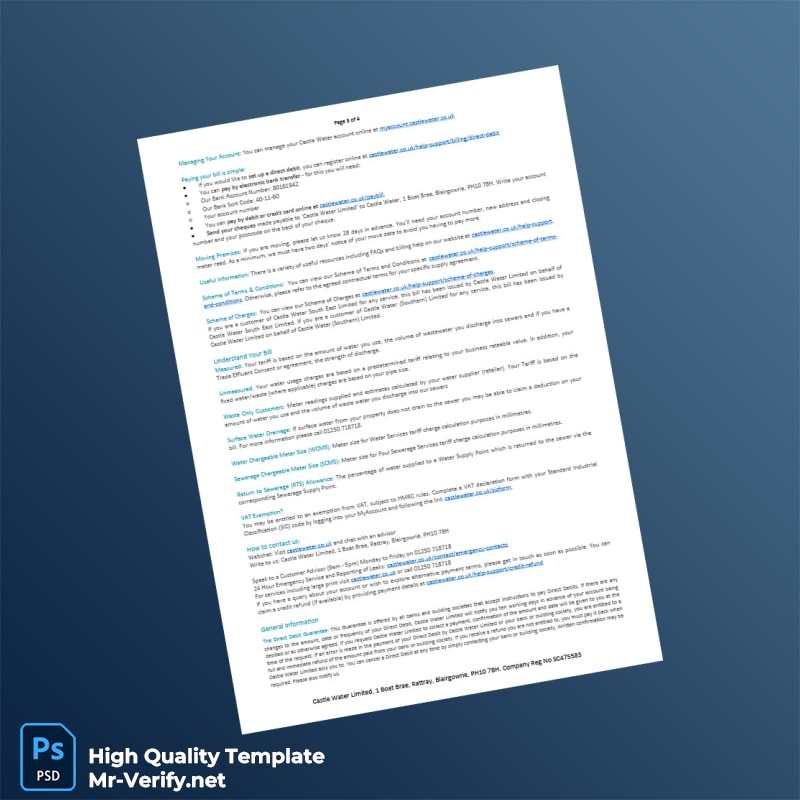 UK Castle Water Invoice Template in Word and PDF formats page 3 UK Castle Water Invoice Template in Word and PDF formats page 3